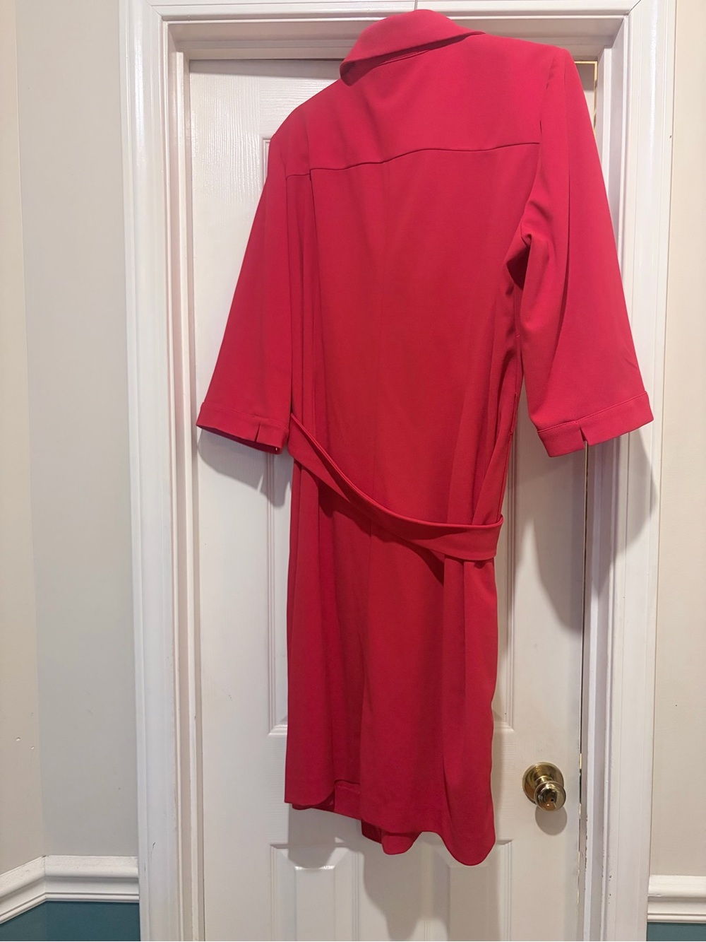 Tahari Red Midi Wrap Dress with Belt - Picture 2 of 4